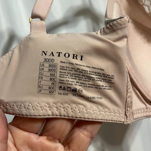 Natori Lightly Lined Lace Trim Bra Beige 30DD - Picture 9 of 12